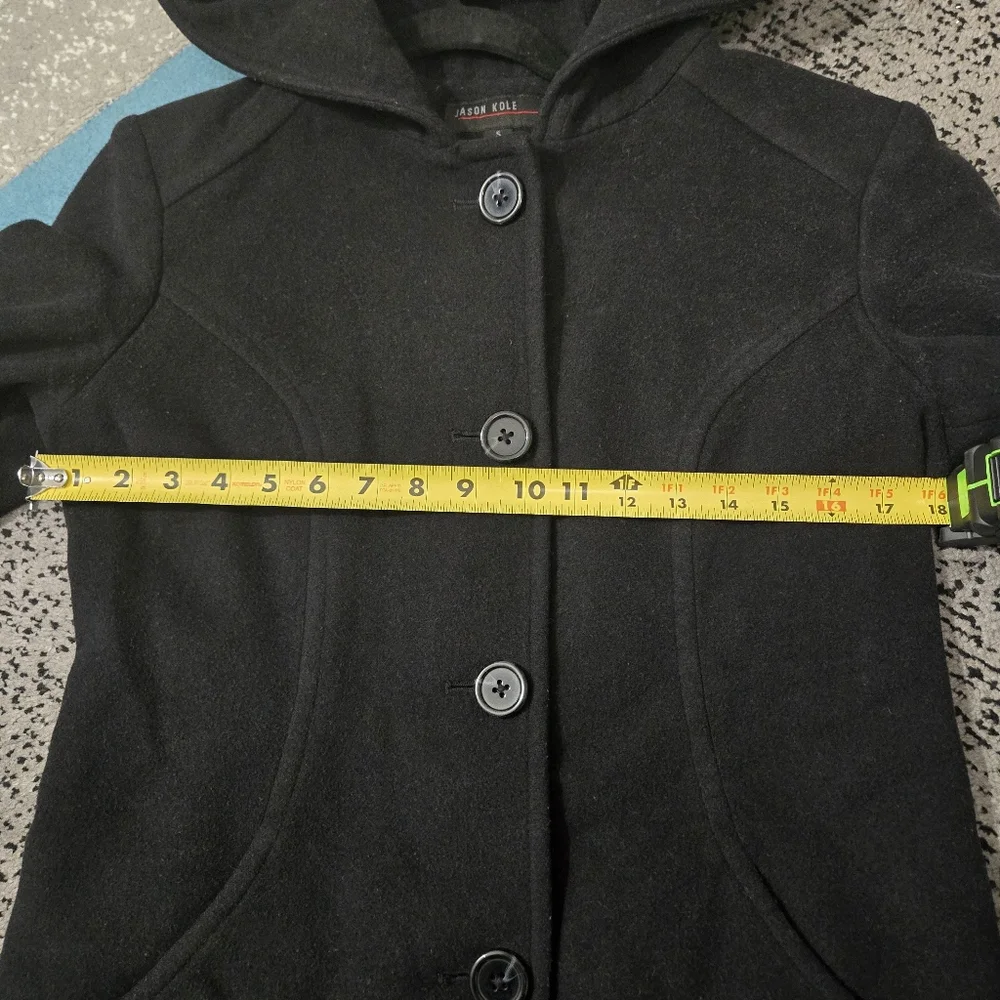 Jason Cole short hooded peacoat, size small, euc
